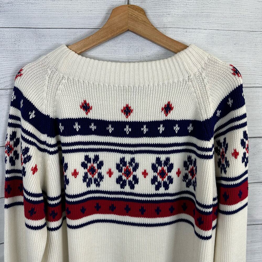 JC Penny Vintage Womens size Large Fair Isle Snowflake Print Knit Sweater - Picture 6 of 9